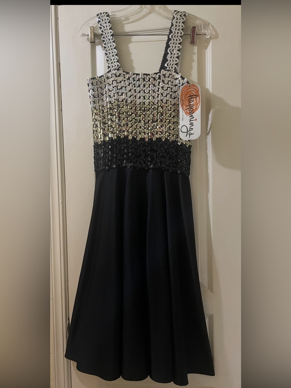 Black Sequin Bodice A-Line Women’s Dress
